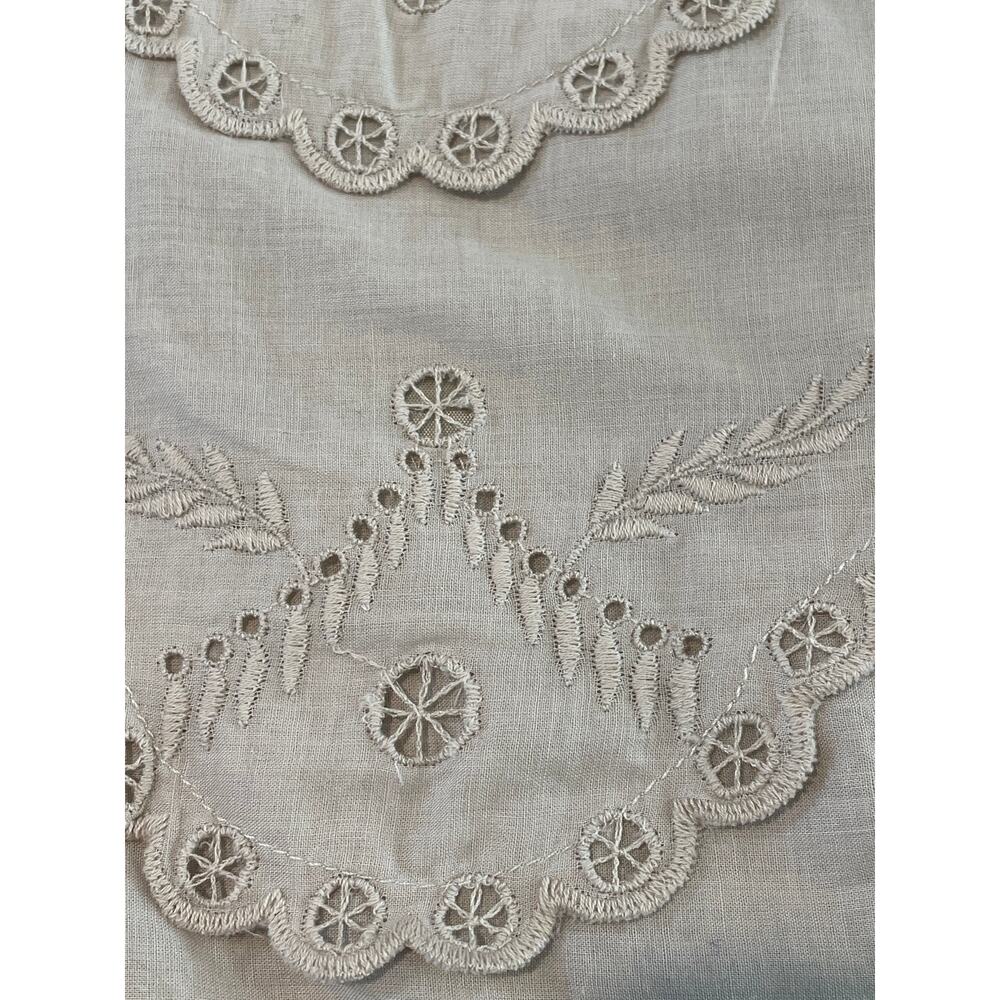 BCBGMaxAzria Sz 6 Beige Skirt Linen‑Like Fabric 100% Cotton Embroidered Detail - Picture 7 of 7